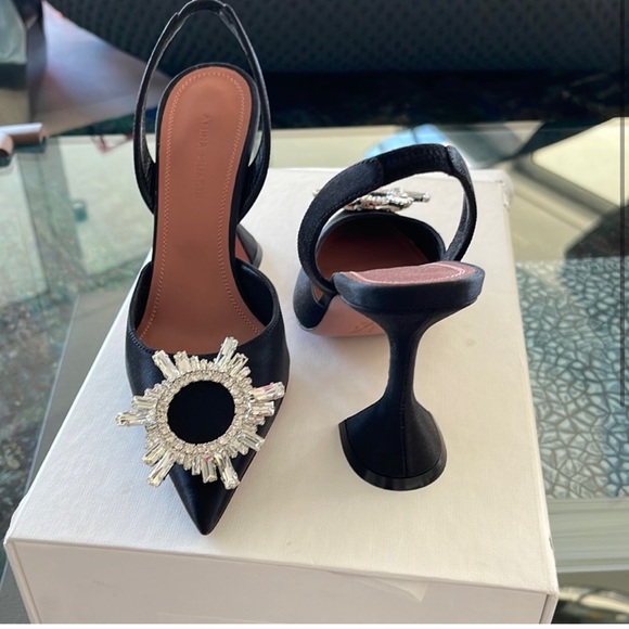 Amina Muaddi Begum Slingback Heel In Black - Picture 3 of 13